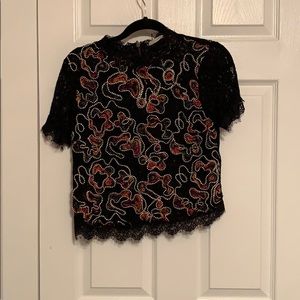 Zara beaded lace blouse